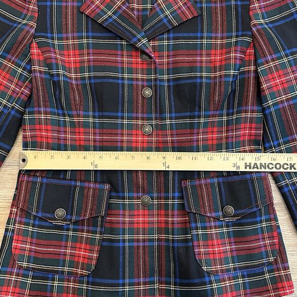 Vintage 90s Moschino Jeans Blazer Jacket Y2K Plaid Tartan Womens S/M Tweed EUC - Picture 12 of 14